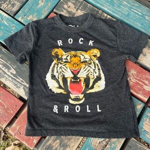 Chaser Kids Charcoal Tee with Yellow & Red Tiger Graphic